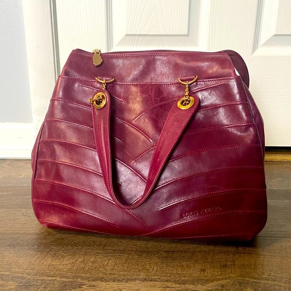 Loris Azzaro Handbags - Vintage 1970 Loris Azzaro Paris Purse Burgundy Genuine Leather Shoulder Bag EUC